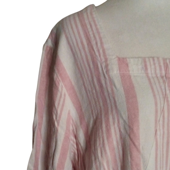Cotton Traders Pink White Stripe Oversized Linen Blend Tunic Top Size‎ 20 - Picture 4 of 8